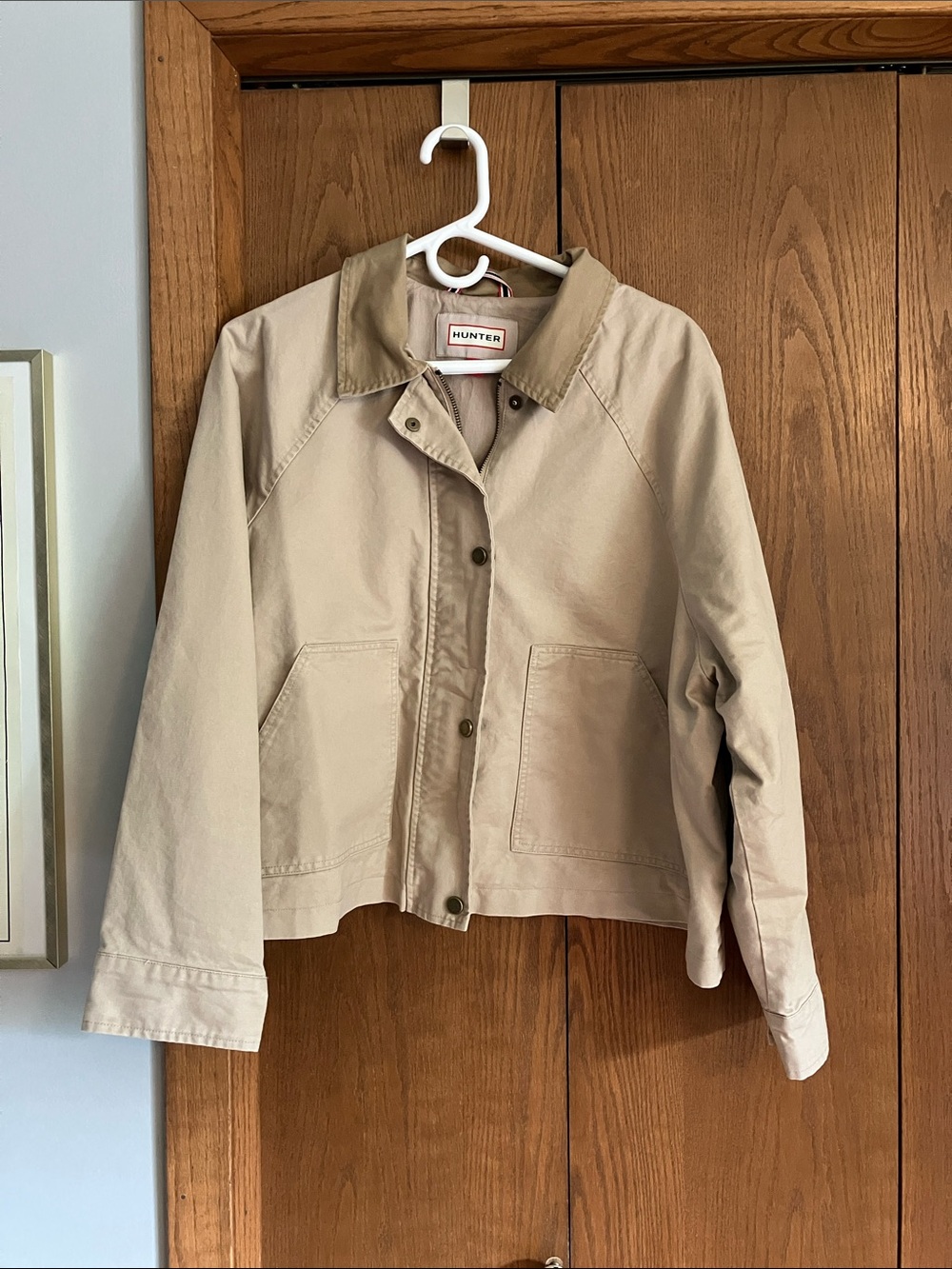 Hunter Beige Utility Cotton Jacket with Contrast Collar